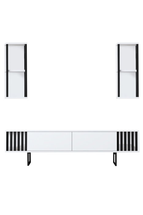 Hanah Home Chrome Line Mueble de TV Blanco y Negro